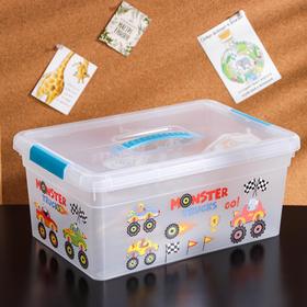 Контейнер для хранения с крышкой и ручкой «Kid's Box Машинки», 10 л, 37,5×25,5×16 см Ош
