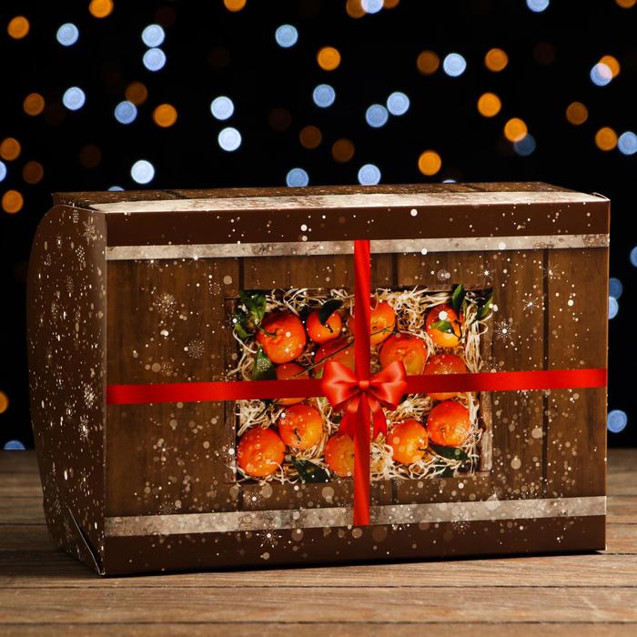 Коробка складная, двухсторонняя Мандаринки, 25 х 17 х 10 см коробка складная двухсторонняя рождественский вечер 25 х 17 х 10 см