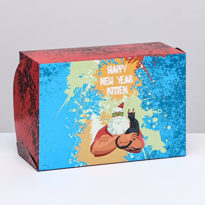 Коробка складная, двухсторонняя Happy New Year, 25 х 17 х 10 см коробка складная двухсторонняя рождественский вечер 25 х 17 х 10 см
