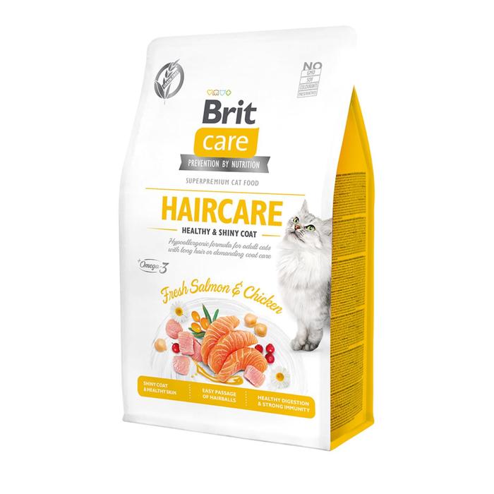 

Сухой корм Brit Care Haircare Healthy Shiny Coat для взрослых кошек, 2 кг