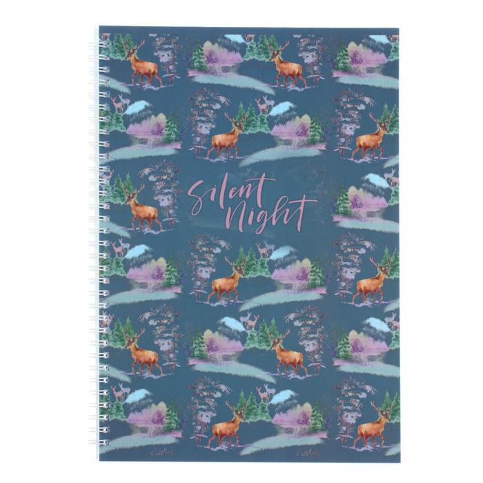

Тетрадь А4, 80 листов в клетку на гребне Silent night, обложка мелованный картон, матовая ламинация, блок офсет