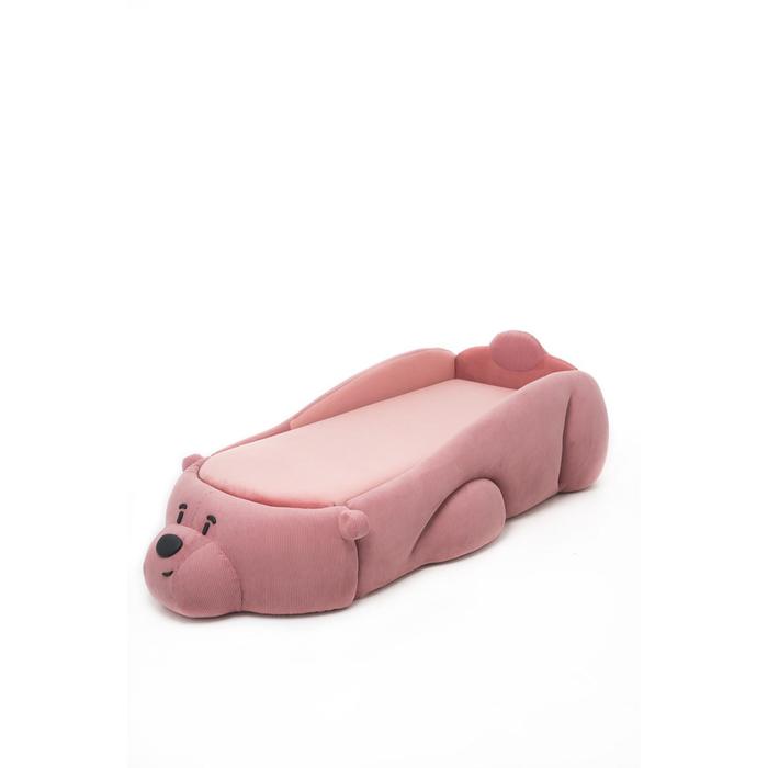 фото Кровать romack «sonya мишка», цвет фламинго, ящик, объемное изголовье