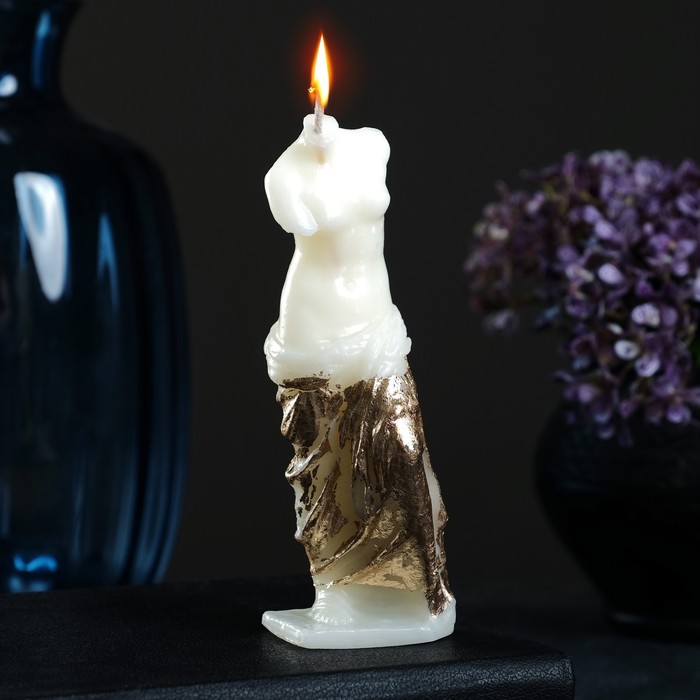 Фигурная свеча Венера №2 молочная с поталью 12см фигурная свеча торс женский хрусталь молочная 10см 7311028
