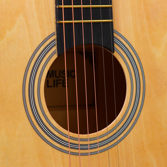 Гитара акустическая, цвет бежевый, 97см, с вырезом