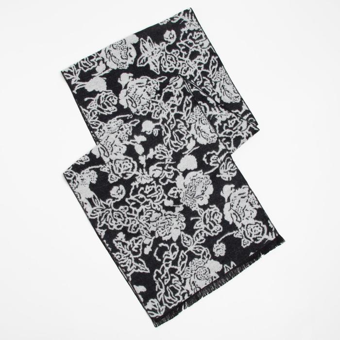фото Шарф текстильный, цвет чёрно-белый, размер 33х180 rossini