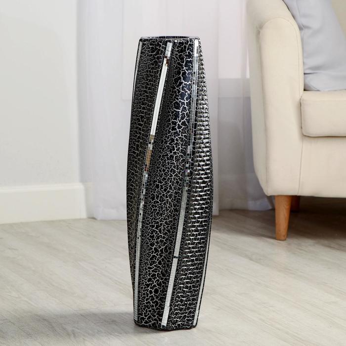 Ваза керамика напольная Раскаты 13х60 см, чёрный ваза керамика напольная волнушка бочонок 12х60 см