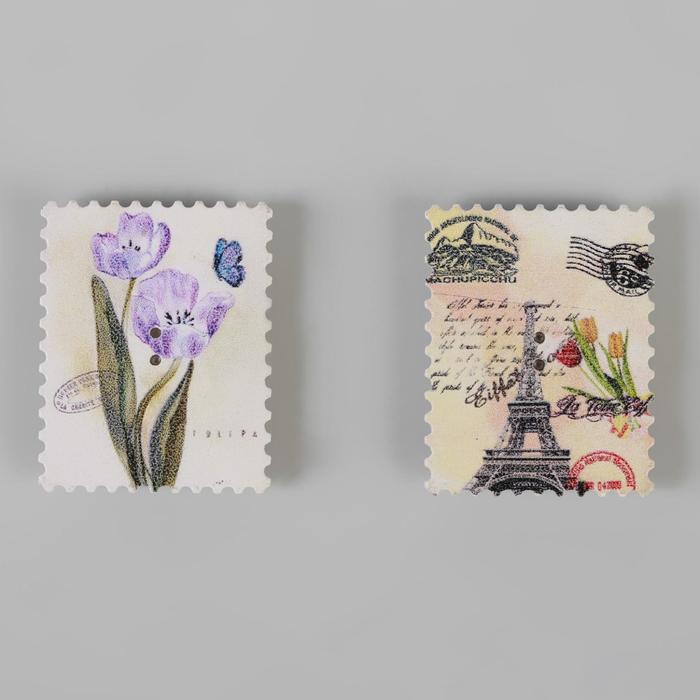 Игольница магнитная «Цветы/Париж», 2 шт, цвет разноцветный
