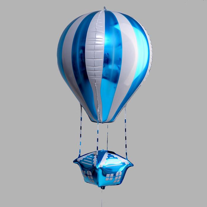 Шар фольгированный 35 «Воздушный шар», фигура, цвет синий шар фольгированный 35 голова медведя воздушный шар