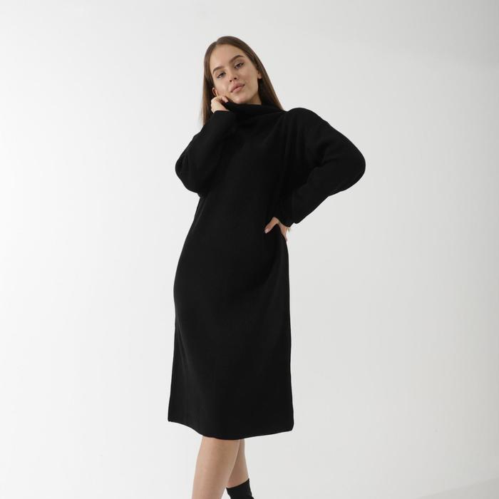 фото Платье вязаное sl, с узором, 46-48, чёрный sl russian brand