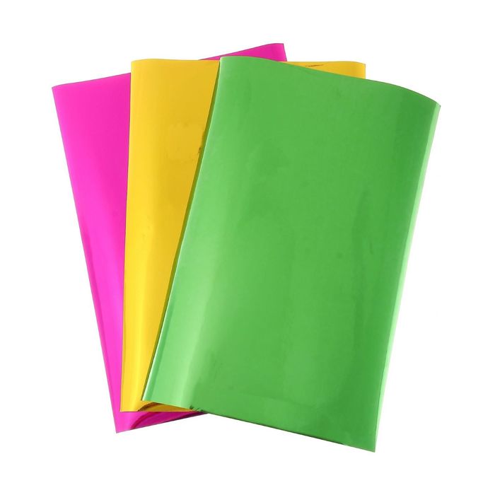 Фольга цветная А4, 7 листов, 7 цветов в папке с европодвесом МИКС