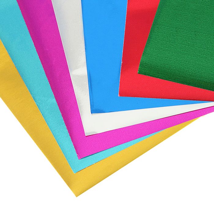 Фольга цветная А4, 7 листов, 7 цветов в папке с европодвесом МИКС