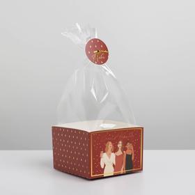 Пакет с коробкой «Весёлого Нового года», 12 × 12 × 8 см Ош