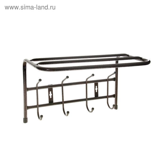 

Вешалка настенная с полкой на 4 крючка, 40×24×27 см, цвет медный антик
