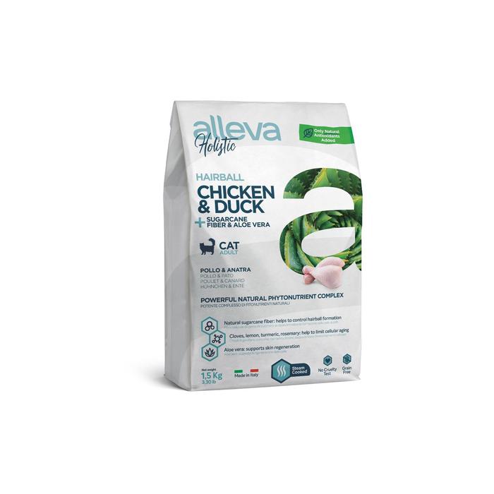 Сухой корм Alleva Holistic hairball для кошек, курица/утка/тросник/алоэ вера, 1,5 кг