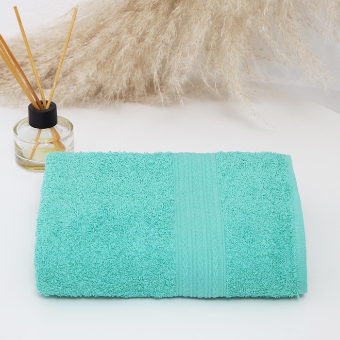 фото Полотенце махровое, размер 70х140 см, цвет светло-зелёный, 440 г/м2, хлопок 100%