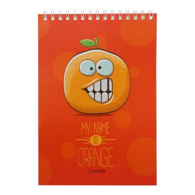 Бизнес-блокнот А5, 40 листов на гребне "Весёлый апельсин", обложка мелованный картон, ВД-лак, блок офсет - Фото 1