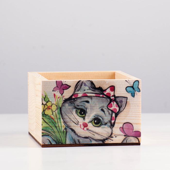 

Кашпо деревянное "Кошечка"14,5×12,5×8,5 см