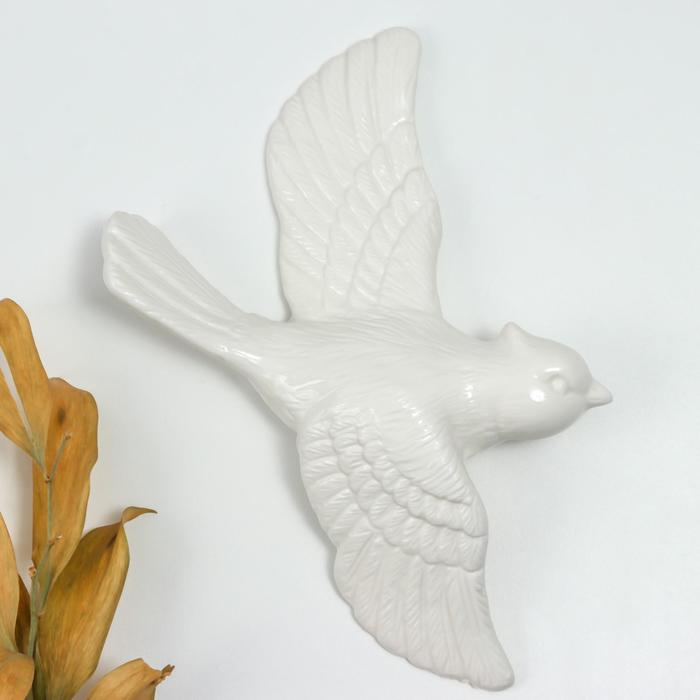 Декор настенный керамика "Белая птица" 4,2х17,5х23,5 см