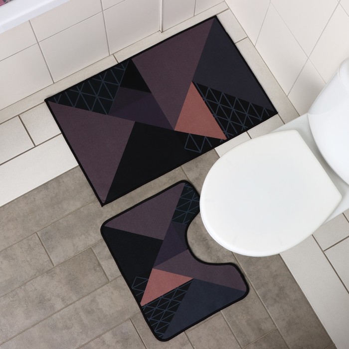 Набор ковриков для ванны и туалета Доляна «Дора», 2 шт: 50×80, 50×40 см