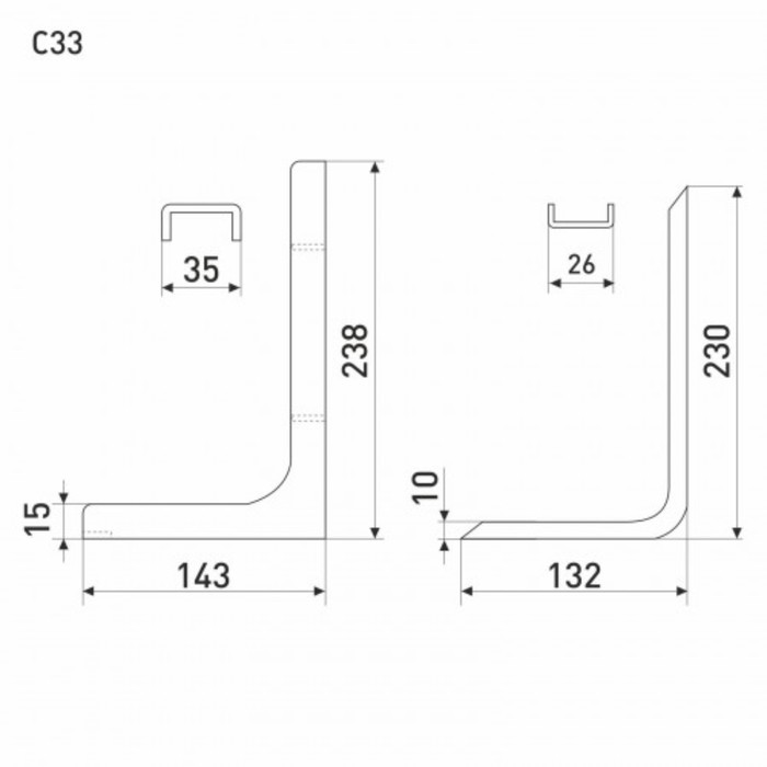 Полкодержатель С33, 237х143х35, коричневый
