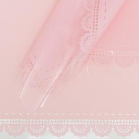 Пленка для декора и флористики, глянцевая, розовая, однотонная, двусторонняя, универсальная, 'Кружева', лист 1шт., 58 х 58 см Ош
