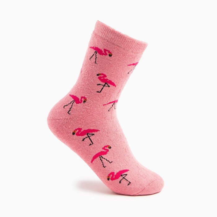 Носки женские махровые «Фламинго», цвет розовый, размер 23-25