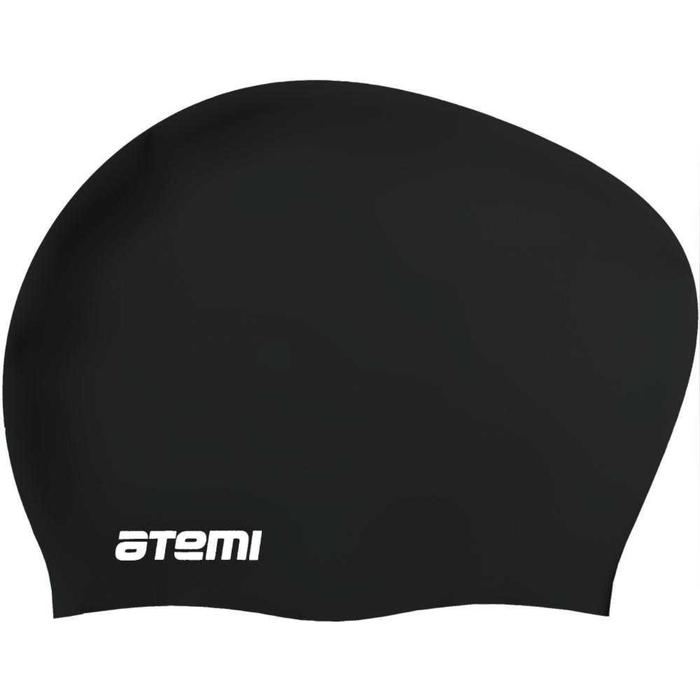 фото Шапочка для плавания atemi lc-02, силикон, для длинных волос, чёрная
