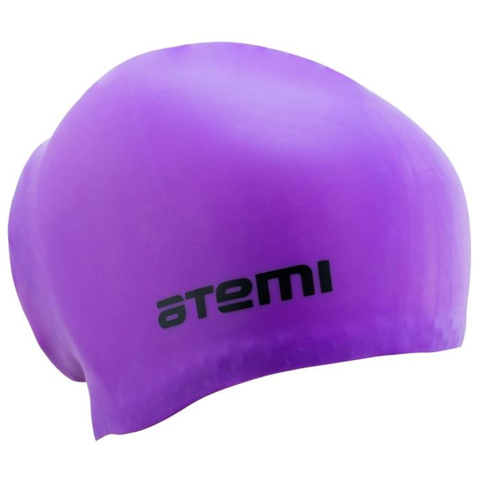 фото Шапочка для плавания atemi lc-07, силикон, для длинных волос, фиолетовая