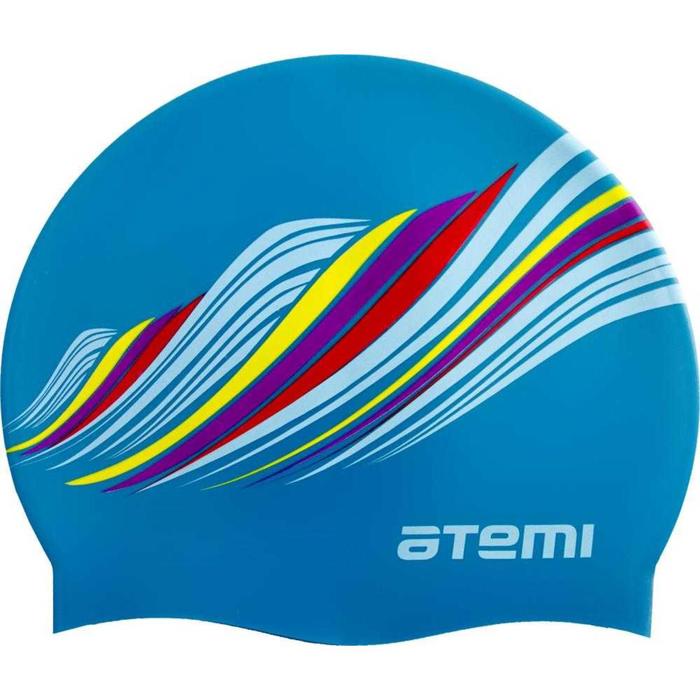 фото Шапочка для плавания atemi psc417, силикон, голубая «узор»