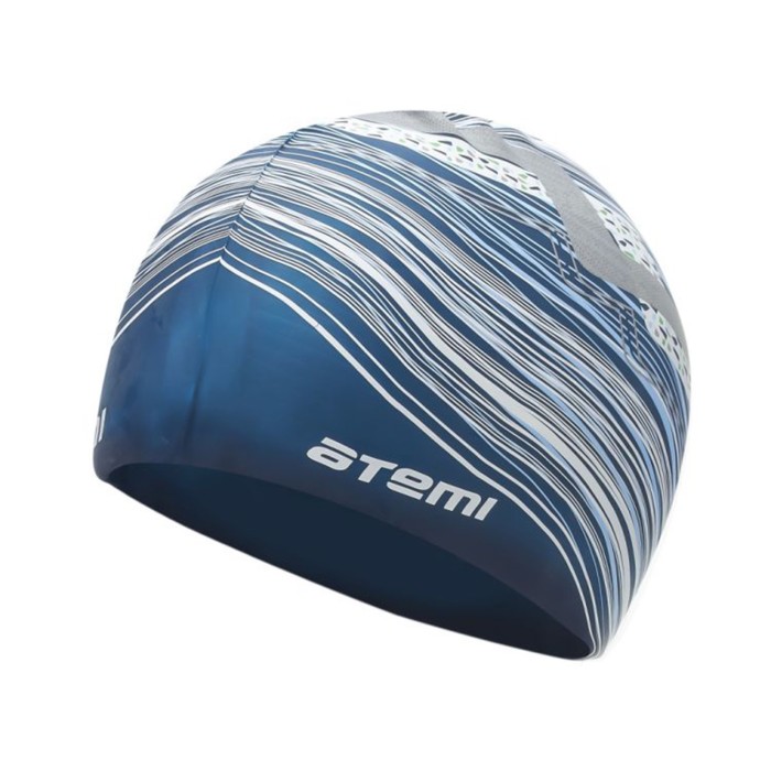 фото Шапочка для плавания atemi psc424, силикон, синяя «графика»