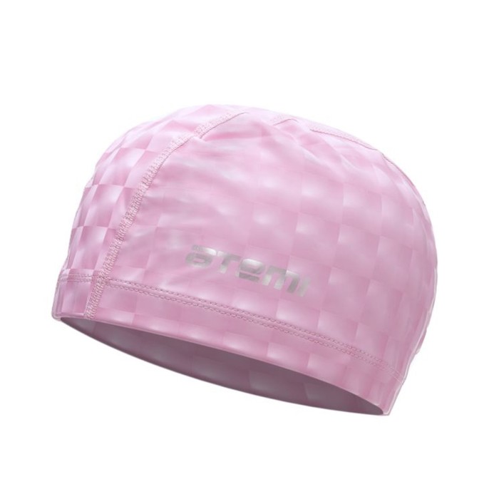 фото Шапочка для плавания atemi pu 130, тканевая с полиуретановым покрытием, розовая 3d