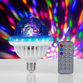 Лампа Хрустальный шар, d=12 см, 220V, вращение, Bluetooth, пульт, музыка, цоколь Е27, RGB Ош