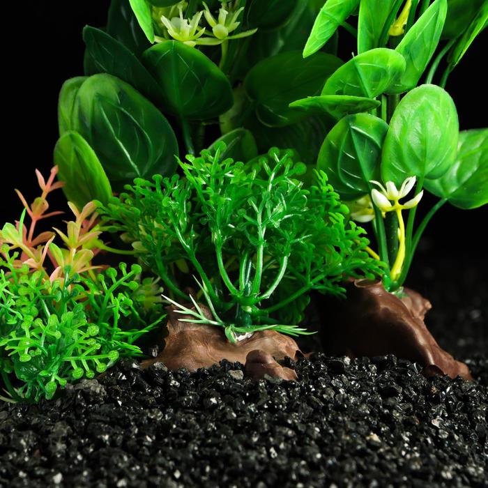 

Растение искусственное аквариумное на платформе в виде коряги, 18 см, зелёное