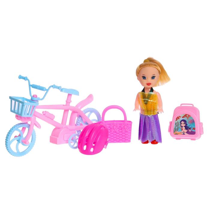 Кукла малышка «Катя» с велосипедом и аксессуарами МИКС
