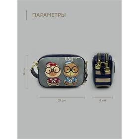 

Сумка кросс-боди, 2 отдела на молниях, наружный карман, цвет серо-голубой