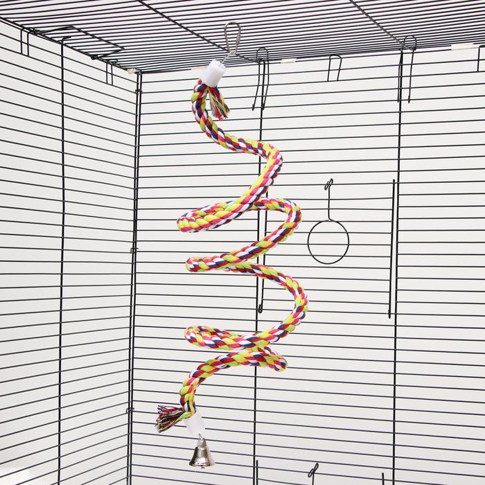 Игрушка для птиц "Верёвочная жердочка", 40 см, микс цветов