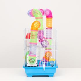 

УЦЕНКА! Клетка для грызунов "Алиса" укомплектованная с туннелем, 48 х 28 х 55 см микс цветов