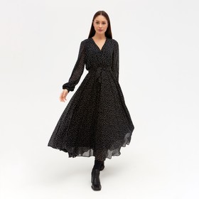 Платье женское с поясом MIST миди, размер 48, чёрный