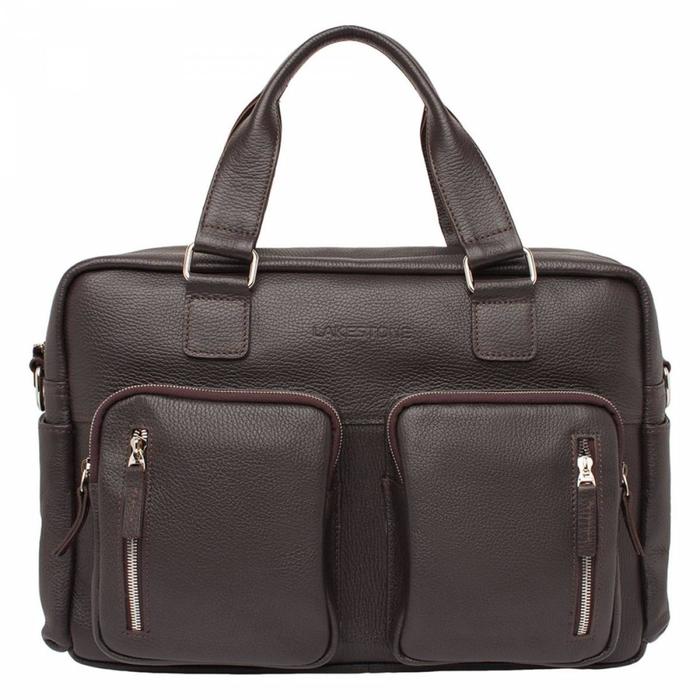 фото Сумка деловая, отдел на молнии, 5 наружных карманов, крепление на чемодан, цвет коричневый lakestone