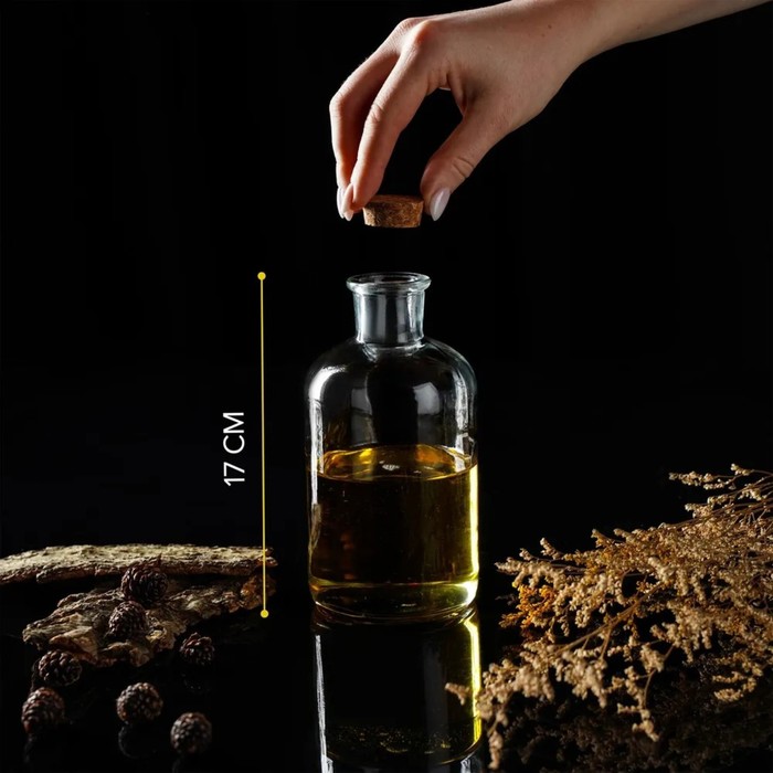 фото Бутыль стеклянная для соусов и масла с пробковой крышкой доляна «парфе», 550 мл, 8×17 см