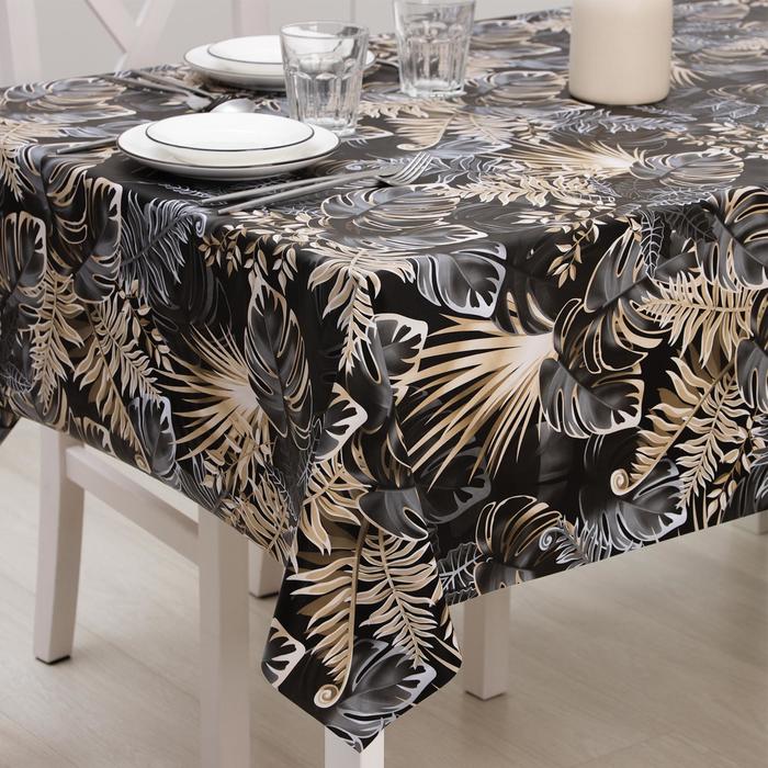 фото Клеёнка на стол на тканевой основе «тропики», рулон 20 метров, ширина 137 см, толщина 0,25 мм, цвет чёрный