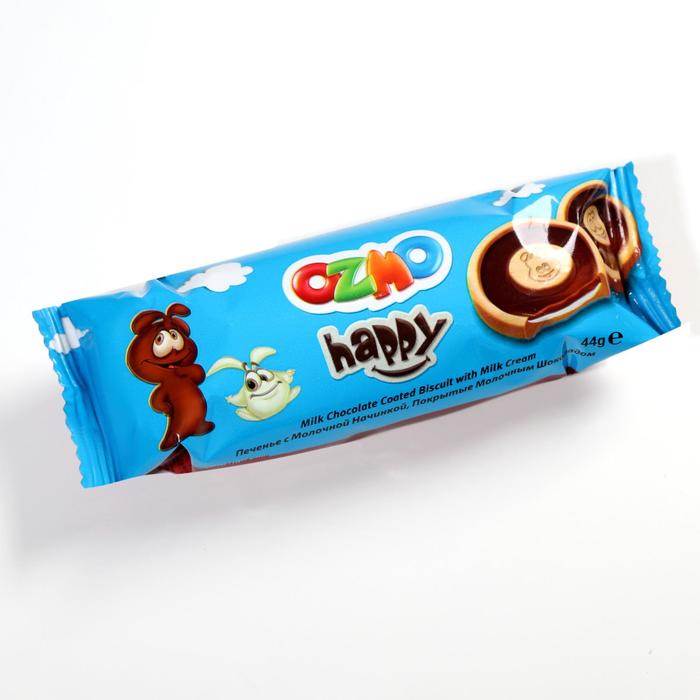 

Печенье "OZMO Happy" с молочной начинкой покрытый молочным шоколадом, 44 г