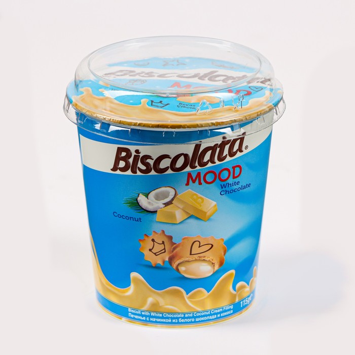 Печенье Biscolata Mood COCONUT с кокосовой начинкой, 115 г пшеничное печенье biscolata mood с тёмным шоколадом 125 г
