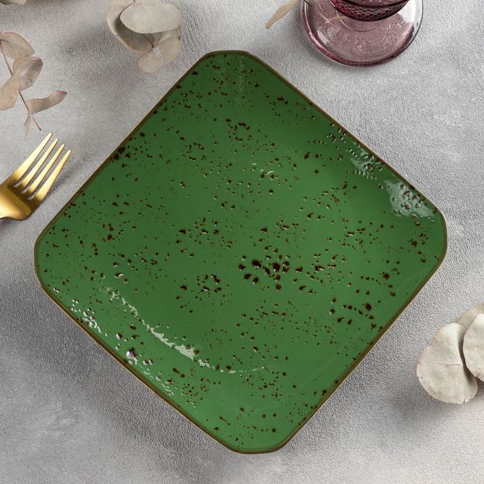 Тарелка керамическая квадратная «Созвездие», d=20 см, цвет зелёный тарелка керамическая десертная изумруд d 20 см цвет зелёный