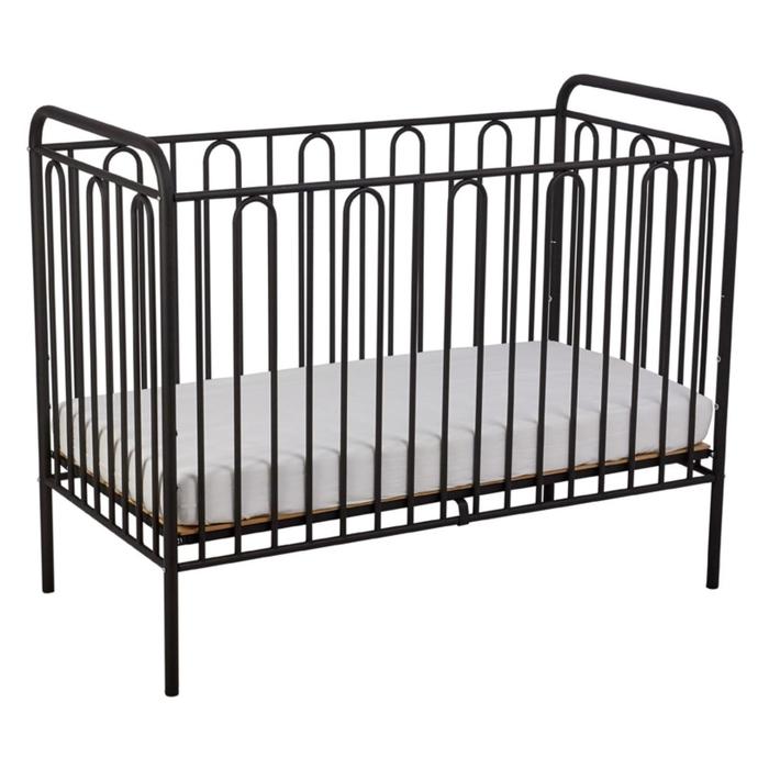 Кроватка детская Polini kids Vintage 110 металлическая, цвет черный матовый