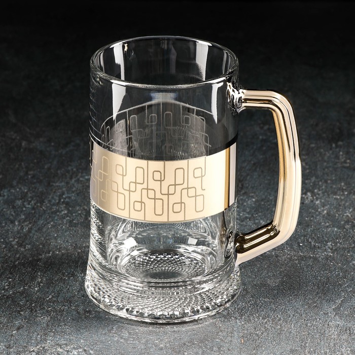 фото Кружка для пива «геометрия», 480 мл, цвет золото gidglass