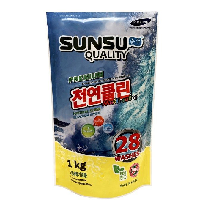 Стиральный порошок SUNSU-Q, концентрированный, для стирки цветного белья,1 кг гель для стирки sunsu q для цветного и белого белья 2 1 л