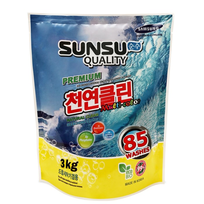Стиральный порошок SUNSU-Q, концентрированный, для стирки цветного белья, 3 кг средства для стирки sunsu quality бесфосфатный концентрированный порошок для стирки цветного белья