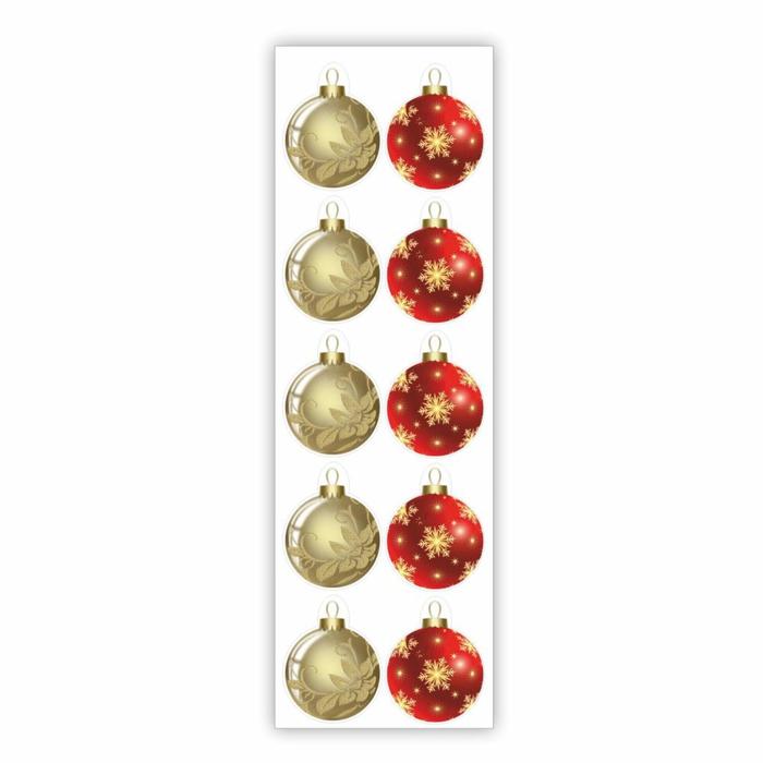 фото Набор автомобильных наклеек "елочные шары", красные, золотые, лист, 37,5 х 12 см арт рэйсинг