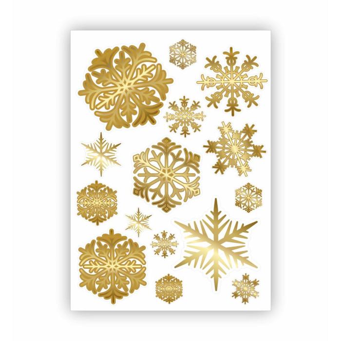 фото Набор автомобильных наклеек "снежинки", белый, золотой, лист, 35 х 25 см арт рэйсинг